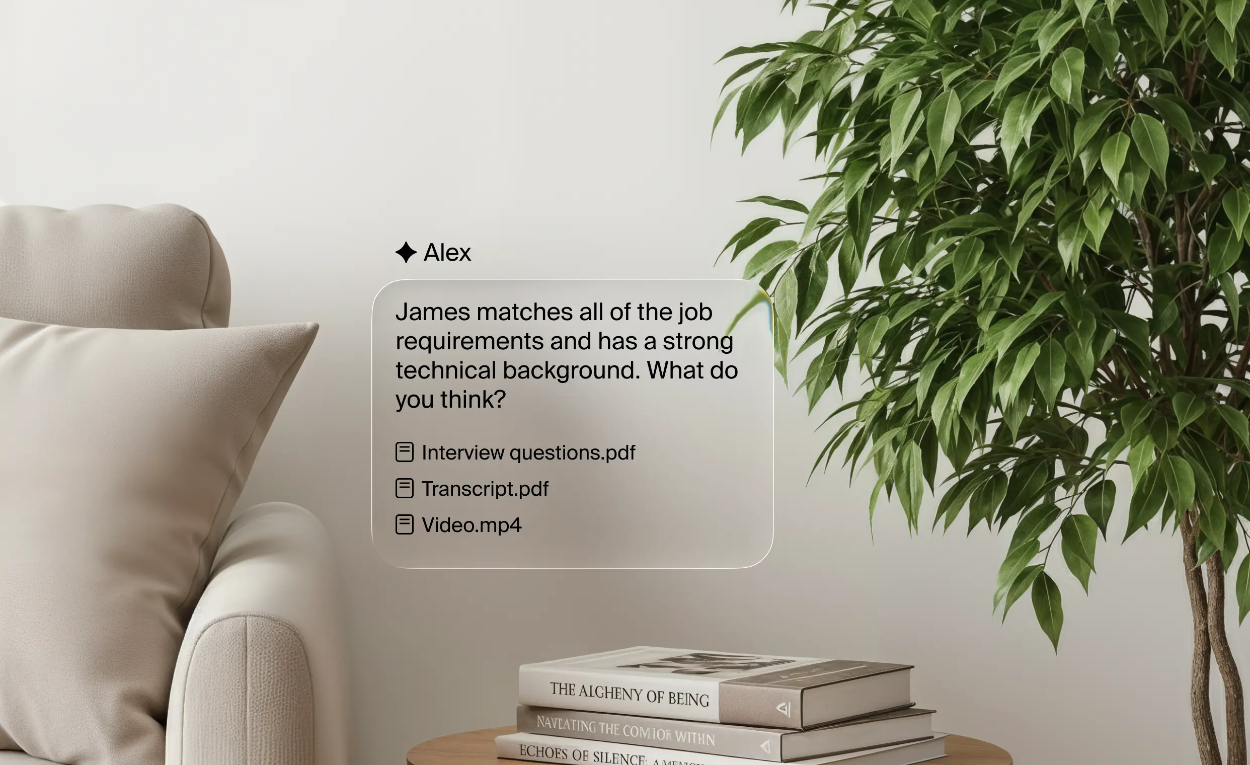 HR dashboard screenshot showing application rankings, interview reports, and ATS integration status